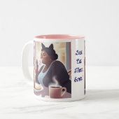 Personalisieren Sie die beste Cat-Mama je Zweifarbige Tasse (Vorderseite Links)