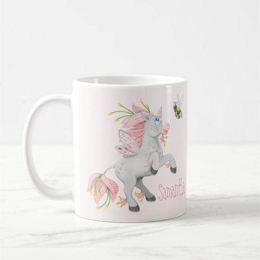 Personalisieren Sie die besten Freunde Rosa Blume Kaffeetasse (Links)