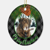 Personalisieren Sie die Bildvorlage grau kariert H Keramik Ornament (Links)