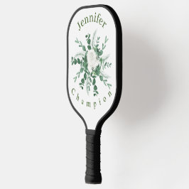 Personalisieren Sie die Blätter Weiße Rose und Grü Pickleball Schläger