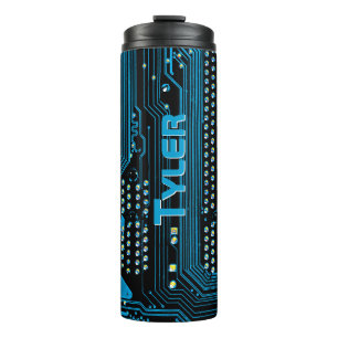 Personalisieren Sie die blaue/schwarze Platine mit Thermosbecher