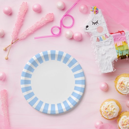 Personalisieren Sie die blaue und weiße Papiertafe Pappteller (Party)
