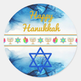 Personalisieren Sie die HAPPY HANUKKAH Geschenkkla Runder Aufkleber