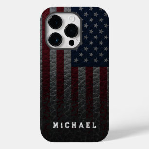 Personalisieren Sie die Imitate der US-Flagge Leat Case-Mate iPhone 14 Pro Hülle
