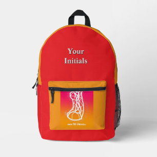 Personalisieren Sie die Initialen Red + Gold High Bedruckter Rucksack