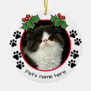 Personalisieren Sie die Katze-/Dog-Pfosten-Fotovor Keramik Ornament