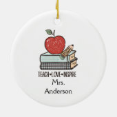 Personalisieren Sie die Liebe für Lehrkräfte, die Keramik Ornament (Hinten)