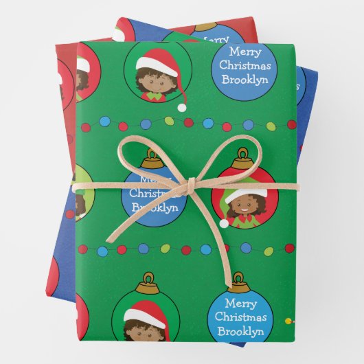 Personalisieren Sie die Multikulturmäuse Elf Geschenkpapier Set (Beispiel)