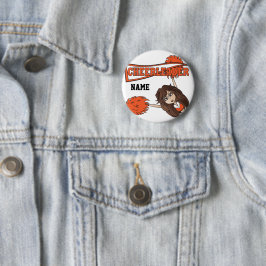 Personalisieren Sie die Niedliche Orange Cheerlead Button