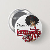 Personalisieren Sie die Niedliche Red Cheerleader Button (Vorne & Hinten)