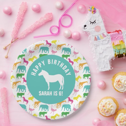 Personalisieren Sie die Preppy Zebra Safari Tier G Pappteller (Party)