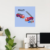 Personalisieren Sie die Red Fire Trucks von Firema Poster (Heimbüro)