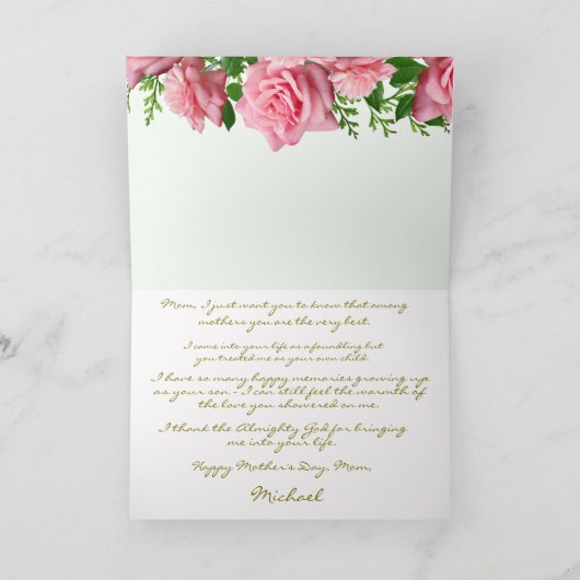 Personalisieren Sie die Roses Happy Mütter Day Mam Karte (Innenseite)