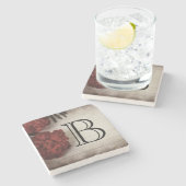 Personalisieren Sie die roten Blume auf dem Papier Steinuntersetzer (Seitenansicht)