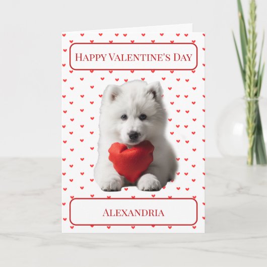 Personalisieren Sie die Samoyed Welppy Valentine C Dankeskarte (Vorderseite)