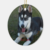 Personalisieren Sie die sibirische Husky-Welpe Keramik Ornament (Links)