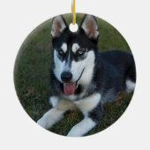 Personalisieren Sie die sibirische Husky-Welpe Keramik Ornament (Hinten)