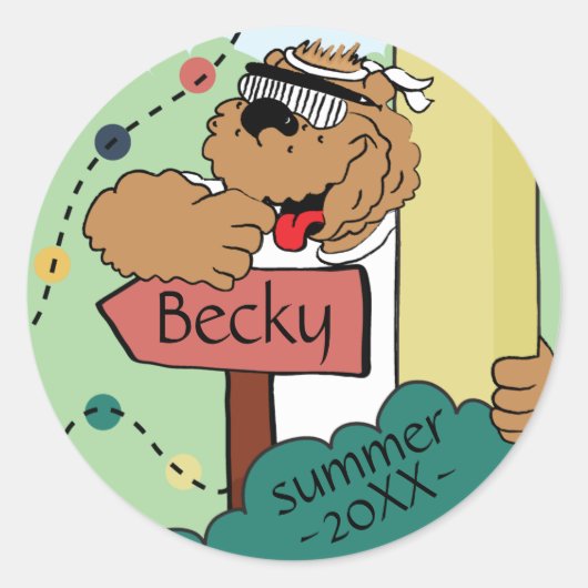 Personalisieren Sie die Sommer Camp Bären Sticker  (Vorderseite)