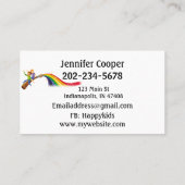 Personalisieren Sie die Tagesvorschullehrerin bunt Visitenkarte (Rückseite)