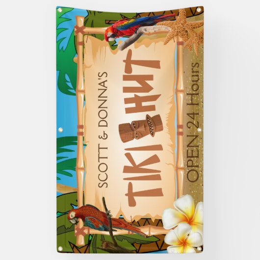 Personalisieren Sie die Tiki Hütte im Paradies Des Banner (Vertikal)