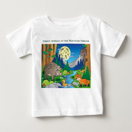 Personalisieren Sie die Waldtiere am Bergstrom Baby T-shirt (Vorderseite)