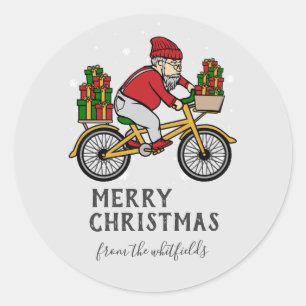 Personalisieren Sie die Weihnachtszeit für Cyclist Runder Aufkleber