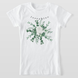 Personalisieren Sie die White Rose Bouquet Eukalyp T-Shirt