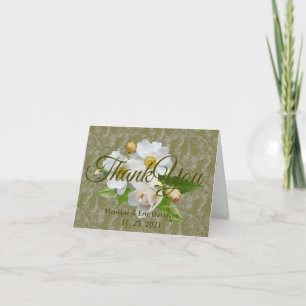 Personalisieren Sie die White Roses Green Foliage  Dankeskarte