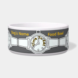 Personalisieren Sie die Zeit des Hundes, um graue  Napf