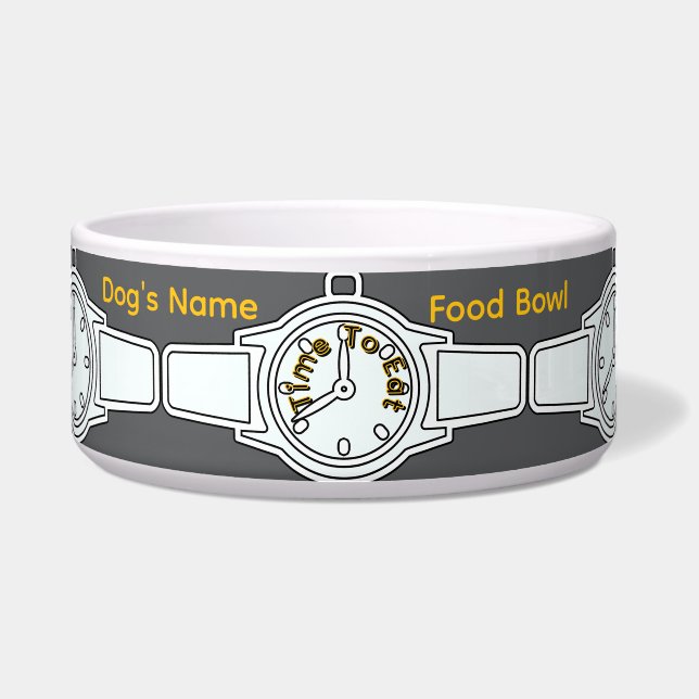 Personalisieren Sie die Zeit des Hundes, um graue  Napf (Vorderseite)