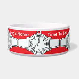 Personalisieren Sie die Zeit des Hundes, um rot zu Napf