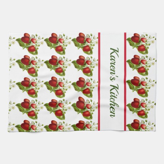Personalisieren Sie diese Erdbeeren Muster Küche Geschirrtuch (Horizontal)