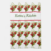 Personalisieren Sie diese Erdbeeren Muster Küche Geschirrtuch (Vertikal)
