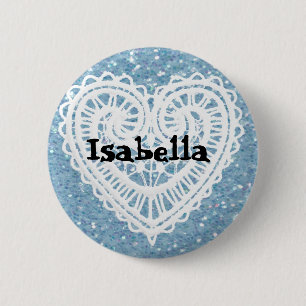 Personalisieren Sie diese hübsche glitterblaue Nam Button