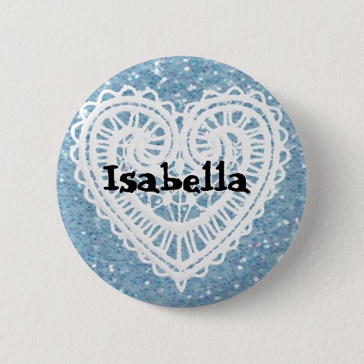 Personalisieren Sie diese hübsche glitterblaue Nam Button (Vorderseite)