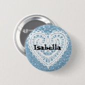Personalisieren Sie diese hübsche glitterblaue Nam Button (Vorne & Hinten)