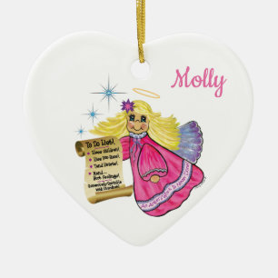 Personalisieren Sie diese kleine Angelliste Keramik Ornament