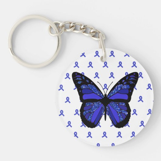 Personalisieren Sie diese ME/CFS Blue Butterfly Ke Schlüsselanhänger (Vorderseite)