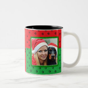 Personalisieren Sie diese niedliche Paw Prints Wei Zweifarbige Tasse