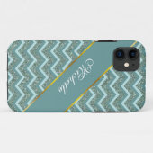 Personalisieren Sie diesen Aquamarinen Glitzer Zig Case-Mate iPhone Hülle (Rückseite (Horizontal))