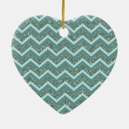 Personalisieren Sie diesen Aquamarinen Glitzer Zig Keramikornament (Hinten)