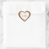 Personalisieren Sie diesen Gold Glitzer Heart Stic Herz-Aufkleber (Tasche)