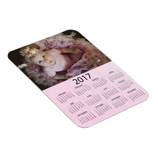 Personalisieren Sie diesen Pink-Minikalender 2017 Magnet (Rechte Seite)
