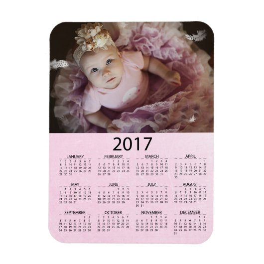 Personalisieren Sie diesen Pink-Minikalender 2017 Magnet (Vertikal)