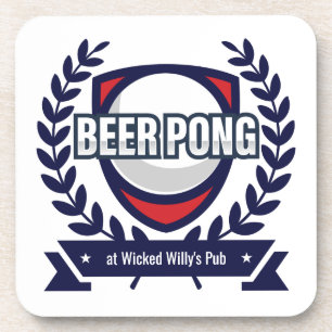 Personalisieren Sie dieses Beer Pong Logo Getränkeuntersetzer