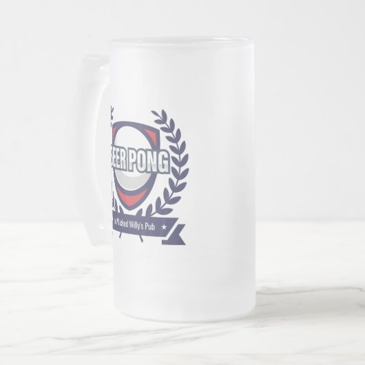 Personalisieren Sie dieses Beer Pong Logo Mattglas Bierglas (Vorderseite Links)