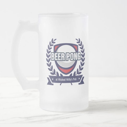 Personalisieren Sie dieses Beer Pong Logo Mattglas Bierglas (Links)