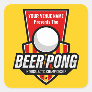 Personalisieren Sie dieses Beer Pong Logo Quadratischer Aufkleber