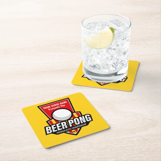 Personalisieren Sie dieses Beer Pong Logo Rechteckiger Pappuntersetzer (Vor Ort)