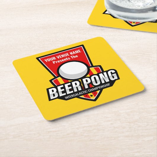 Personalisieren Sie dieses Beer Pong Logo Rechteckiger Pappuntersetzer (angewinkelt)